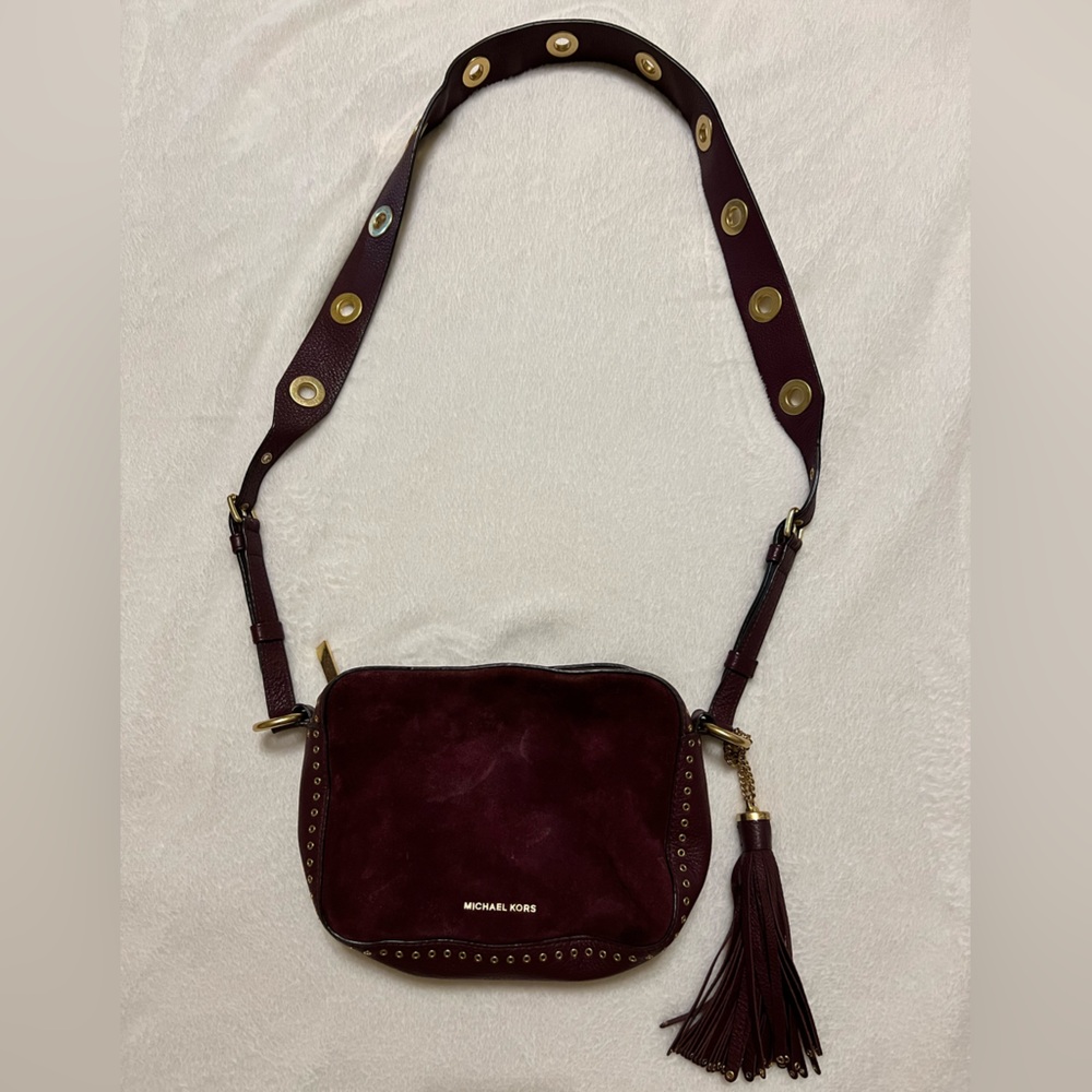 Michael Kors Suede Crossbody with Leather Tassel